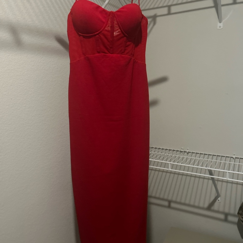 Astr Red Sweetheart Slip Dress